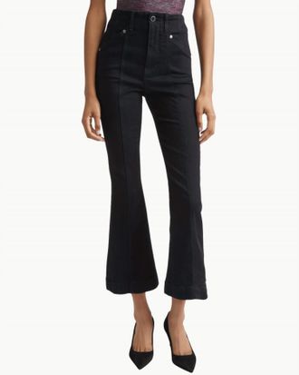 Veronica Beard Carson High Rise Ankle Flare With Mid Seam Jeans In Onyx