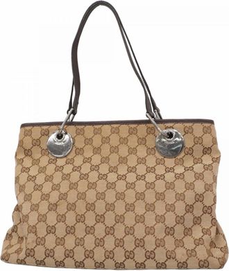 Gucci Beige Brown Canvas Tote Bag (Pre-Owned)
