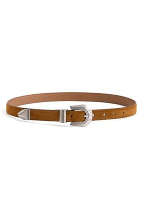 Madewell Suede Western Buckle Belt in Warm Chesnut at Nordstrom, Size X-Large