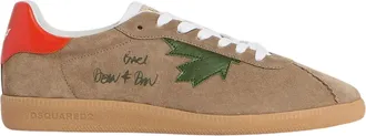 Dsquared2 Beige Suede Low-Top Sneakers With Asymmetrical Heel Tabs