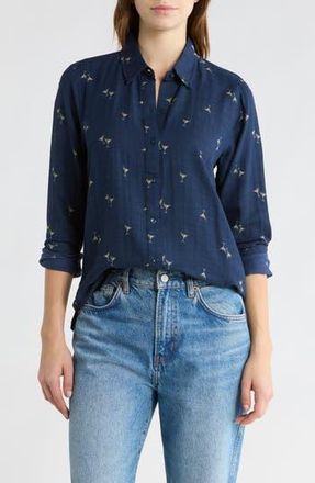 Lucky Brand Heart Print Button-Up Shirt in Navy Multi at Nordstrom Rack, Size X-Small