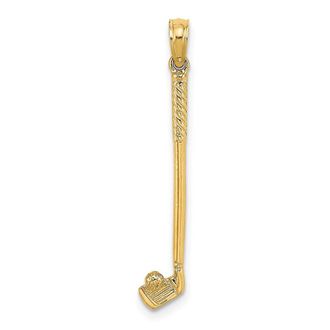 Diamond2Deal 14k Yellow Gold 3-D Single Golf Club with Ball Charm Pendant