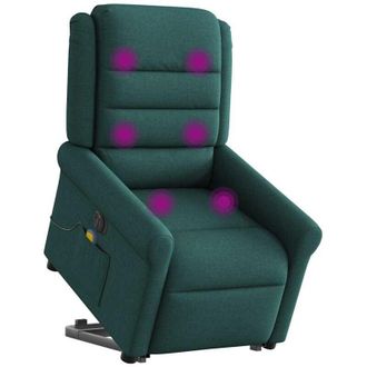 vidaXL Vidaxl - Sill&oacute;n Masaje El&eacute;ctrico Reclinable Elevable Tela Verde Oscuro