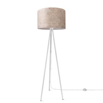 Paco Home Paco Home - L&aacute;mpara Pie Sal&oacute;n Pantalla Tela L&aacute;mpara Pie Lectura Abstracta Vintage Dise&ntilde;o 8 (&oslash;45,5 Cm), L&aacute;mpara De Pie Tr&iacute;pode - Blanco