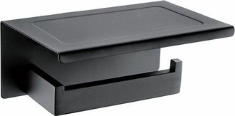 OEM Soporte Para Papel Higi&eacute;nico Con Estante - Acero Inoxidable Sus304 - Acabado Negro Mate - Montaje En Pared - Para Ba&ntilde;o Y Cocina - 1 Unidad
