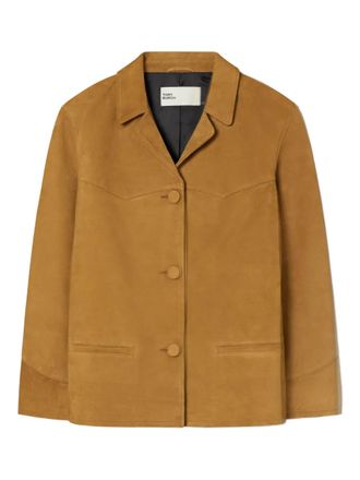 Tory Burch single-breasted suede blazer - Brown
