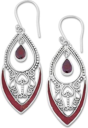 Samuel B. Silver Garnet & Pearl Earrings