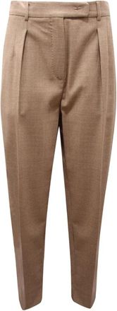 Max Mara Wool Studio Broeken Palpiti Style - Dames - Broeken - Beige - M - Wol - Broeken