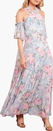 Needle & Thread Camilles Garden Halter Neck Ankle Gown in Skylight at Nordstrom, Size 14