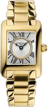 Frederique Constant Carr&eacute;e Diamond Dial Bracelet Watch, 23mm x 21mm in Gold-Tone at Nordstrom