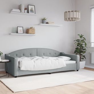 vidaXL Sof&aacute; Cama Sin Colch&oacute;n Tela Gris Claro 90x200 Cm Vidaxl