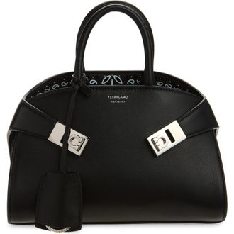Ferragamo Mini Hug Leather Top Handle Bag in Black at Nordstrom