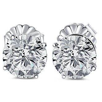 Pompeii3 Certified 6.00CT Round Diamond Studs 14k White Gold Lab Grown