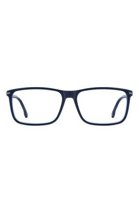 Carrera 54mm Rectangular Optical Glasses in Blue at Nordstrom