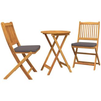 vidaXL Juego Bistro De Jard&iacute;n 3 Pcs Marr&oacute;n Madera Maciza De Acacia Vidaxl