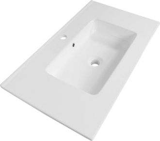 Marcel Breuer Starfall wastafel - 80x46x2cm - overloop - 1 wasbak - 1 kraangat - keramiek - hoogglans wit