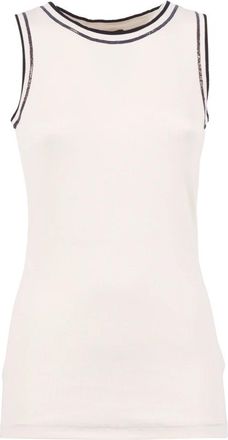 Fabiana Filippi Canotta Vogatore in Jersey Costina con Bordi Maglia Bicolore - Dames - Tops zonder mouwen - Wit - S - Tops
