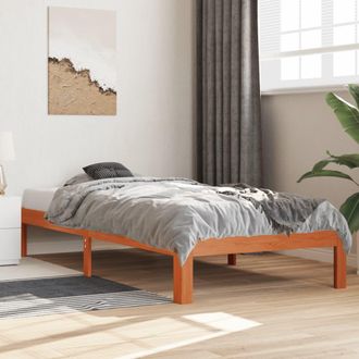vidaXL Cama Sin Colch&oacute;n Madera Maciza De Pino Marr&oacute;n Cera 100x200 Cm Vidaxl