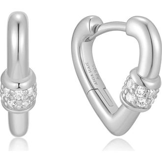 Ania Haie Mini Heart Huggie Hoop Earrings in Silver at Nordstrom