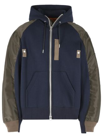 sacai Navy Cotton And Khaki Blend Sweatshirt