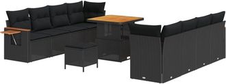 vidaXL Vidaxl - Garden Sofa Set with Cushion 11 pcs Black 80 x 80 x 71 cm