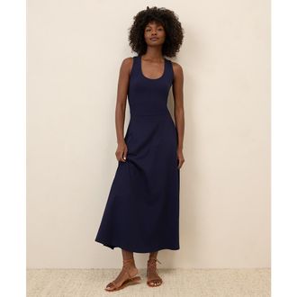 Pact Organic Cotton Fit & Flare Open Back Maxi Dress in Eclipse at Nordstrom, Size X-Small