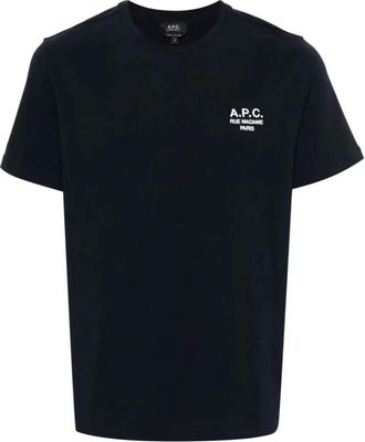 A.P.C. T-shirt met logo-borduursel - Heren - T-shirts - Blauw - XL - Katoen - Tops