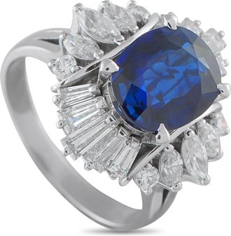 Luxury Bazaar Platinum 1.37 ct Diamond and 3.31 ct Sapphire Ring 5231