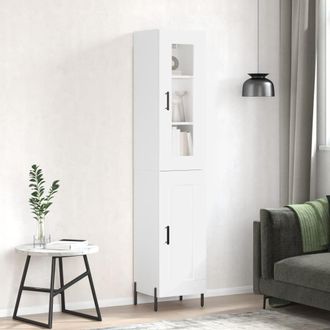 vidaXL Aparador Alto Madera Contrachapada Blanco 34,5x34x180 Cm Vidaxl