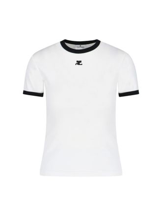 Courr&egrave;ges White Cotton Logo T-Shirt