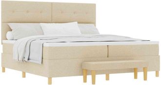 vidaXL Box Spring Bed with Mattress Cream 200 x 200 cm Fabric vidaXL