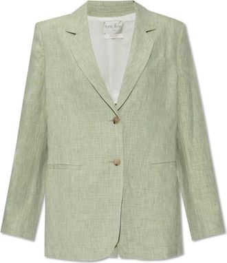 Forte_Forte Jasje met linnen afwerking - Dames - Blazers - Groen - XS - Linnen - Jassen