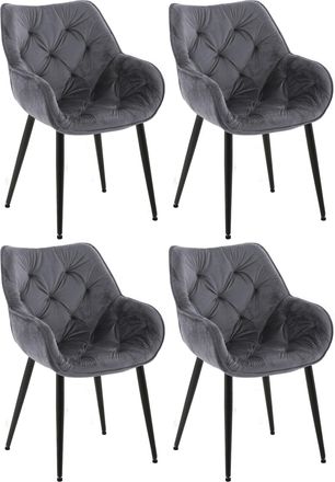 Clp Clp - Set De 4 Sillas Tanna De Sal&oacute;n En Terciopelo Gris Oscuro