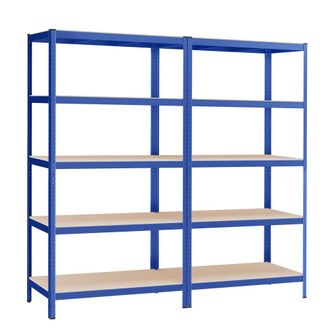 Songmics 2 estanter&iacute;as pesadas de 5 niveles de acero para garaje de color azul