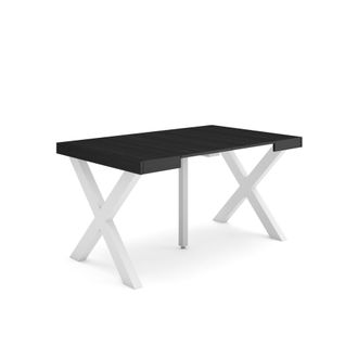Skraut Home Skraut Home - Mesa Consola Extensible, Mesa Comedor Plegable, 140, Para 6 Comensales, Patas Madera Maciza, Estilo Moderno, Negro
