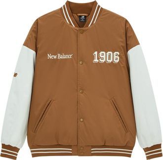 New Balance Baseball Varsity Jacket Asia Sizing Tan White AMJ34309-WOI