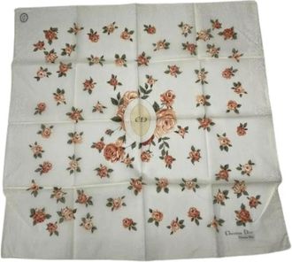 Dior Pre-owned Scarves, female, White, Size: ONE SIZE Pre-owned Vintage Silk Scarf