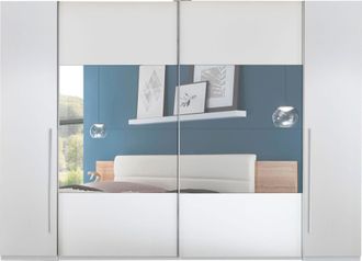 Schlafkontor Schwebetürenschrank »Kleiderschrank Drehtürenschrank Schrank Garderobe MEGA« mit Dreh- und Schwebetüren und Spiegel, viele Böden