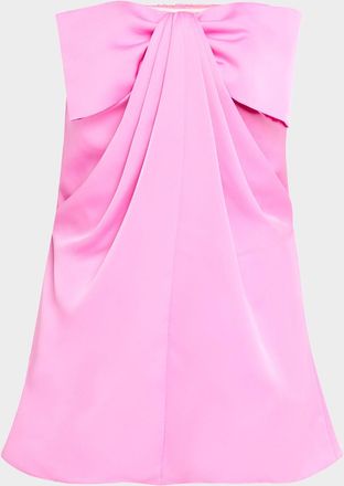 Neiman Marcus Strapless Draped Bow-Front Mini Dress