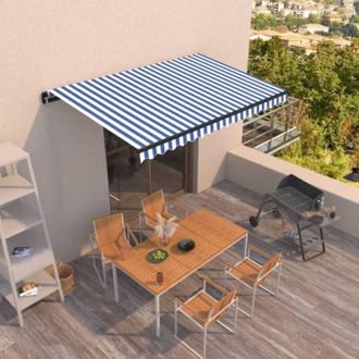 vidaXL Vidaxl - Toldo Retr&aacute;ctil Manual Azul Y Blanco 400x350 Cm