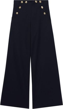 Yuhan Wang decorative-button palazzo pants - women - Polyester/Viscose - M - Blue