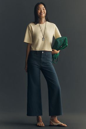 Paige Anessa Utility Pocket High-Rise Crop Wide-Leg Jeans