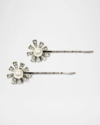 Ben-Amun Pearly & Crystal Bobby Pins, Set of 2