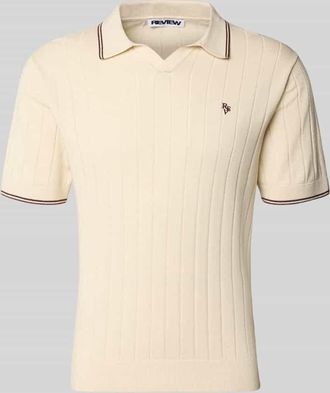 Review Slim Fit Polo-Strickshirt mit Logo-Stickerei in Ecru, Gr&ouml;&szlig;e XXL
