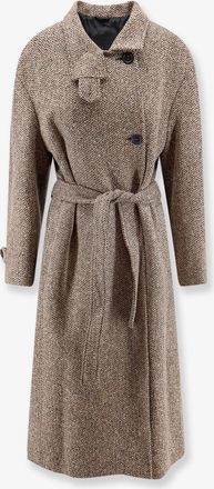 Brunello Cucinelli Cappotto spigato con dettaglio Monile - BRUNELLO CUCINELLI - gender_Woman