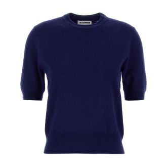 Jil Sander Round-neck Knitwear, female, Blue, S, Wool Crew-Neck Jumper