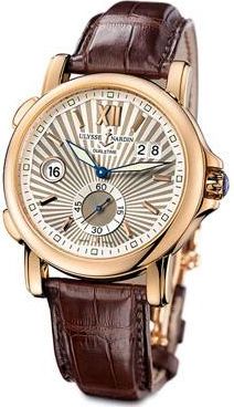 Ulysse Nardin Pre-owned Ulysse Nardin Gmt Dual Time GMT Silver Guilloche Dial Mens Watch 246-55-30