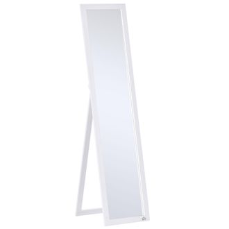 HOMCOM Espejo De Pie Cuerpo Entero Espejo De Pared Rectangular Con 2 Formas De Uso Moderno Para Pasillo Dormitorio Sala De Estar 37x37x154 Cm Blanco
