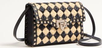Valentino Garavani Borsa Piccola A Tracolla Valentino Garavani Rockstud Ricamata In Rafia Donna NATURALE/NERO UNI