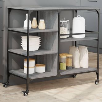 vidaXL Carrito De Cocina Madera Ingenier&iacute;a Gris Sonoma 100x45x89,5 Cm Vidaxl